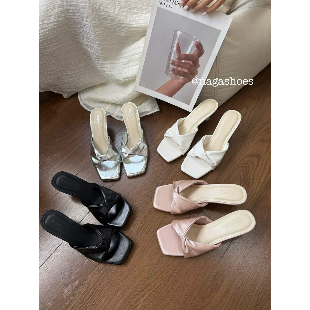DÉP NAGASHOES MŨI VUÔNG QUAI XOẮN 5P NAD378