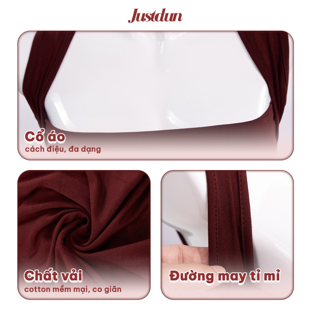 Áo 2 Dây Sát Nách Ôm Body Basic Cúp Ngực Nhún Eo Viền Vai JUSTDUN 7D - Cotton Mịn, Tôn Dáng | BigBuy360 - bigbuy360.vn