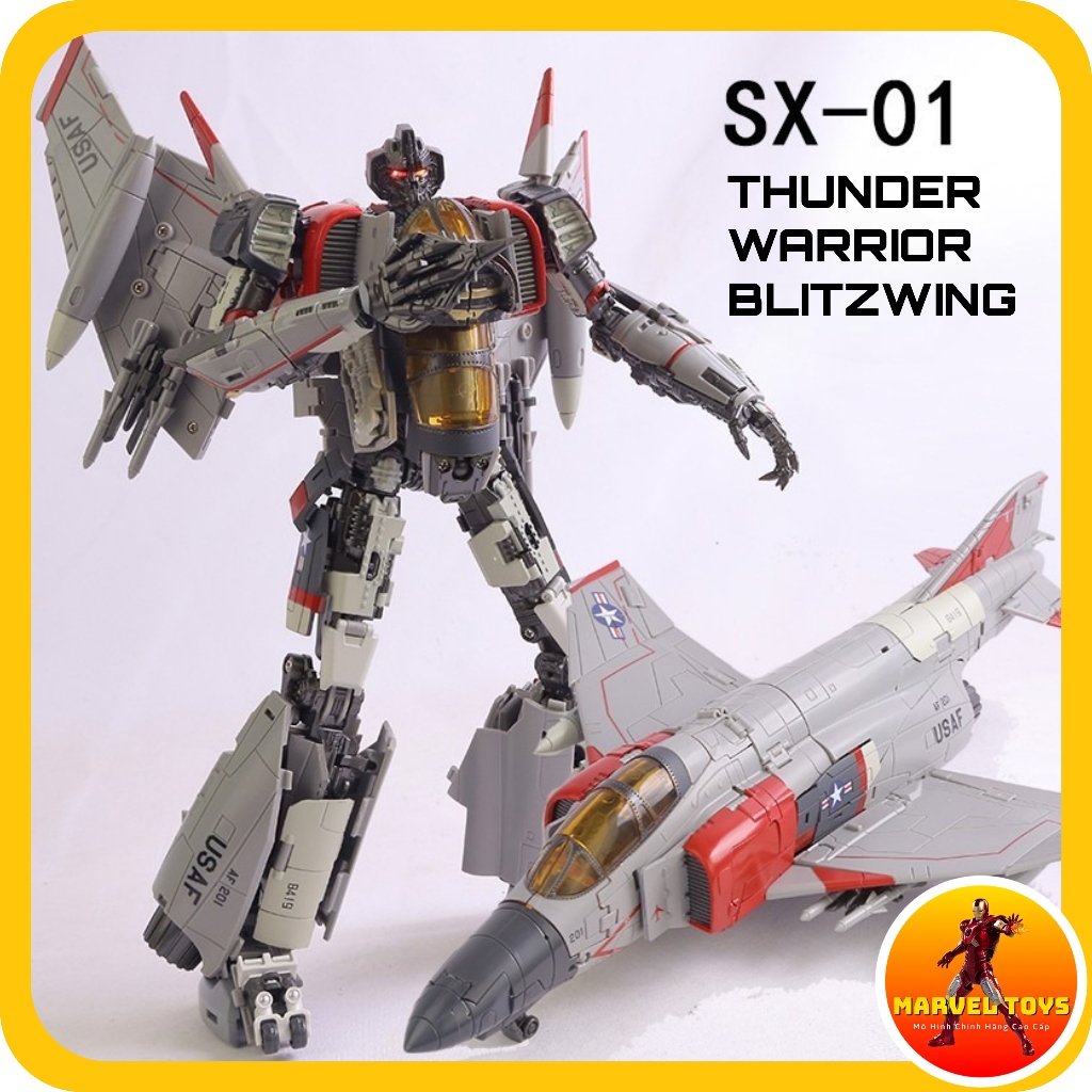 Mô Hình Thunder Warrior SX01 (Blitzwing) 30cm Transformation Robot Biến Hình Máy Bay