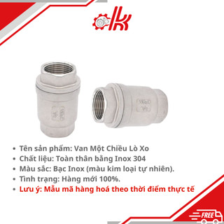 Van 1 chiều lò xo inox 304 - Van Chống Hồi Nước, Hơi, Hóa Chất Ren Trong