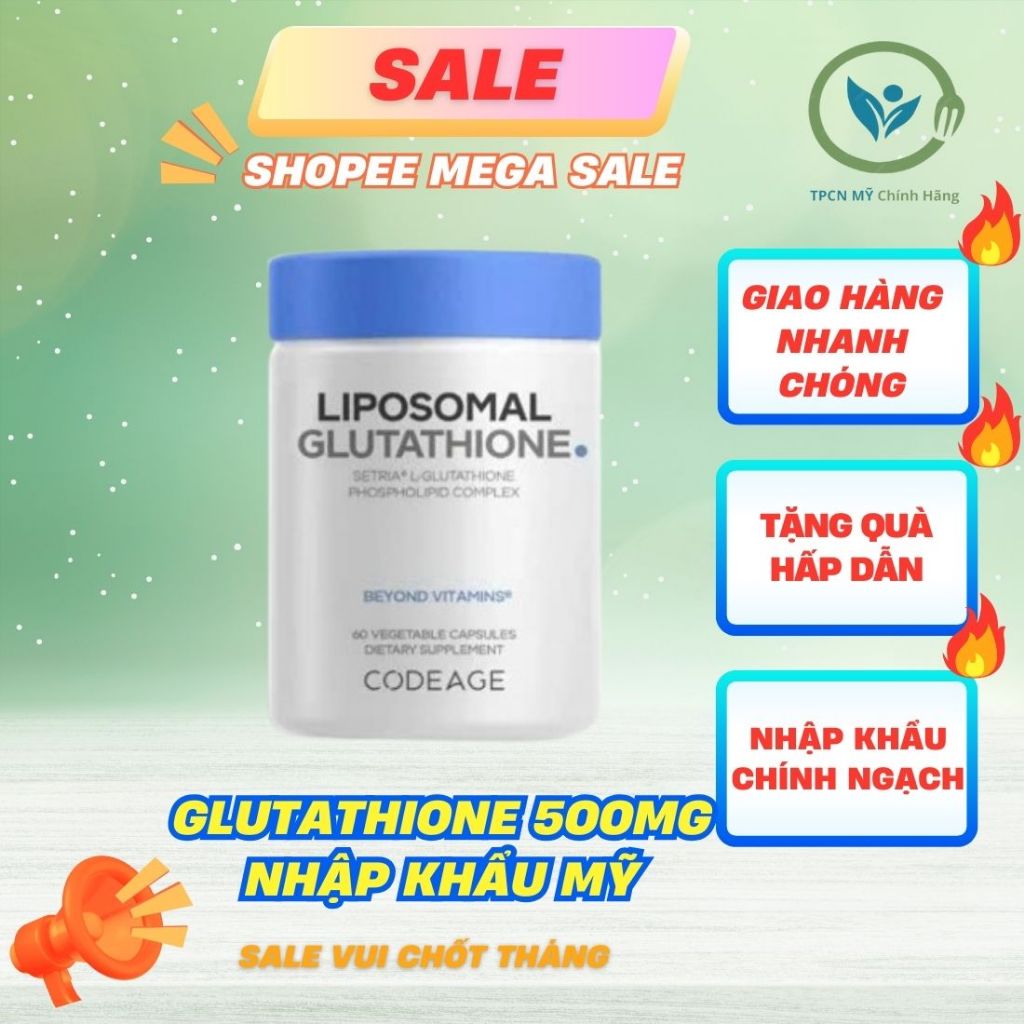 Viên uống trắng da Codeage Liposomal Glutathione 500mg