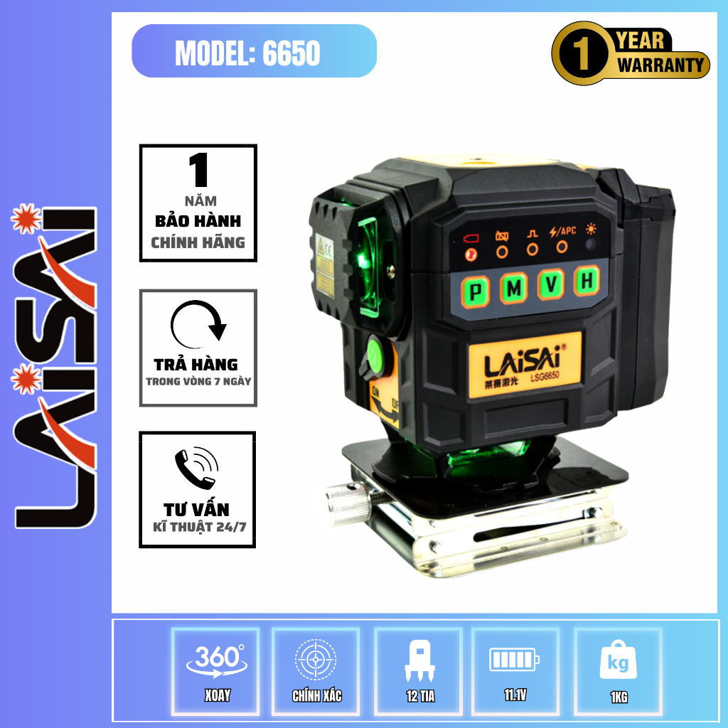 Máy Laser Cân Bằng 12 Tia Xanh LAISAI LSG-6650S Cao Cấp Chính Hãng
