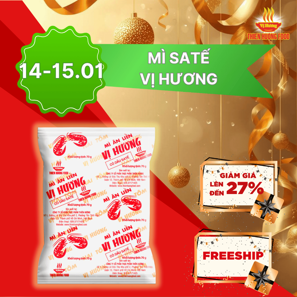 Mì giấy Vị Hương 2 tôm Satế Thùng 30 gói x 70g/ gói [TMNKR0005]