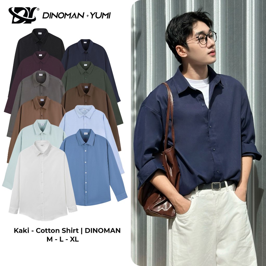 Áo Sơ Mi Dài Tay Nam Nữ Dinoman x Yumi Thấm Hút Tốt Mềm Form Oversize Nam Nữ Unisex Trẻ Trung - SM01