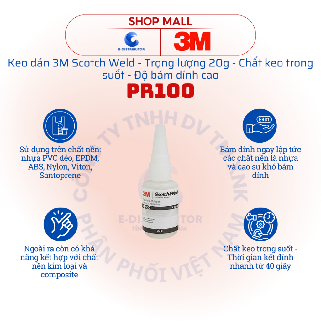 [HỎA TỐC] Keo dán 3M Scotch - Weld PR100 (20g) - Hàng chính hãng