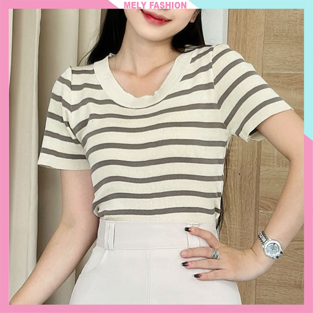 Áo len nữ cổ tròn Mely Fashion dáng lửng chất len dệt kim Quảng Châu phong cách trẻ trung năng động 