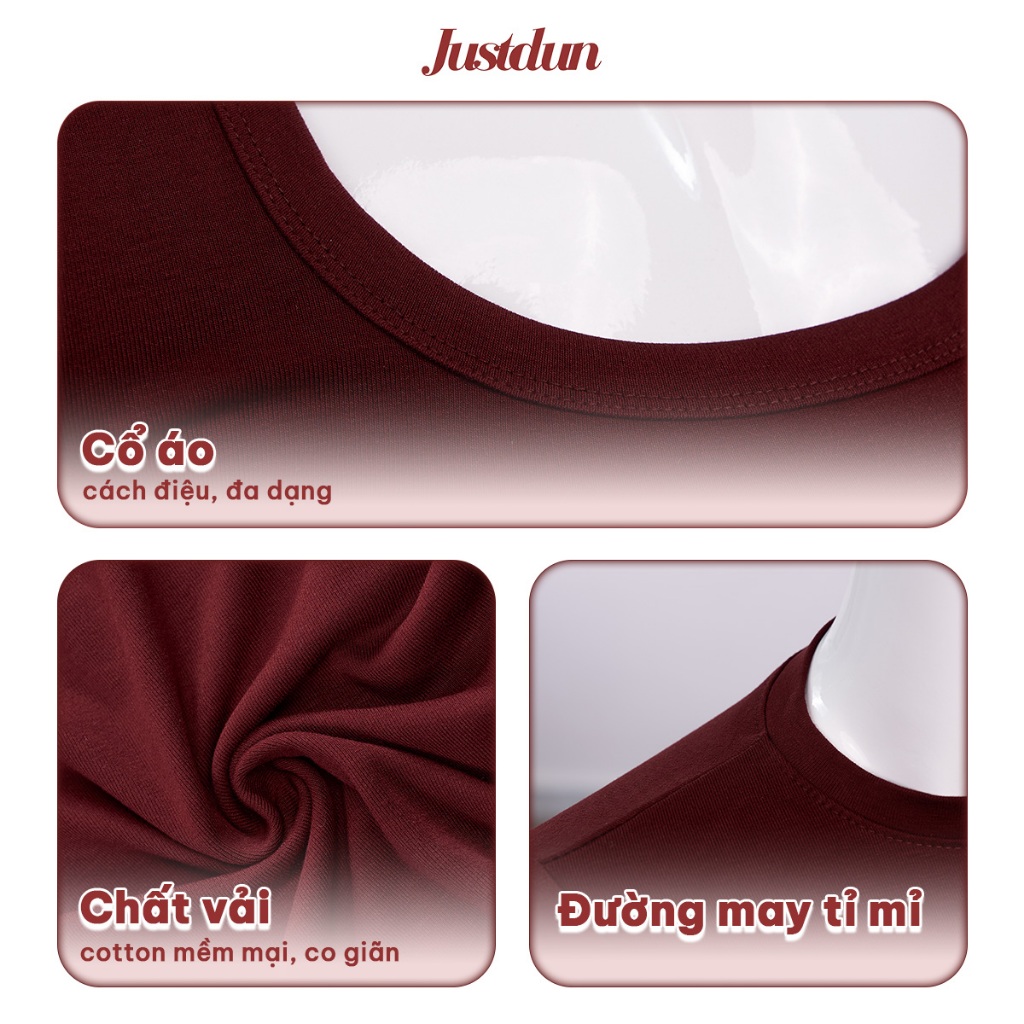 Áo Thun Nữ Ôm Body Cổ Vuông JUSTDUN C11 - Cotton Mịn, Co Giãn, Mềm Mại, Êm Ái, Thoáng Mát | BigBuy360 - bigbuy360.vn