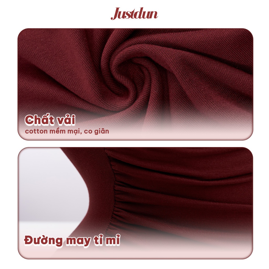 Áo Trễ Vai Tay Dài Nữ JUSTDUN D69 - Ôm Body, Basic, Cotton Mềm Mịn, Tôn Dáng, Thoáng Mát, Co Giãn | BigBuy360 - bigbuy360.vn