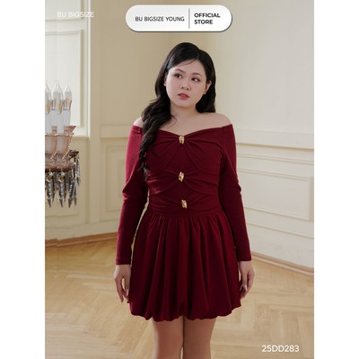 Đầm  trễ vai chân váy bí BIGSIZE (55kg đến 95kg) – 25DD283 - [BU Bigsize Young]