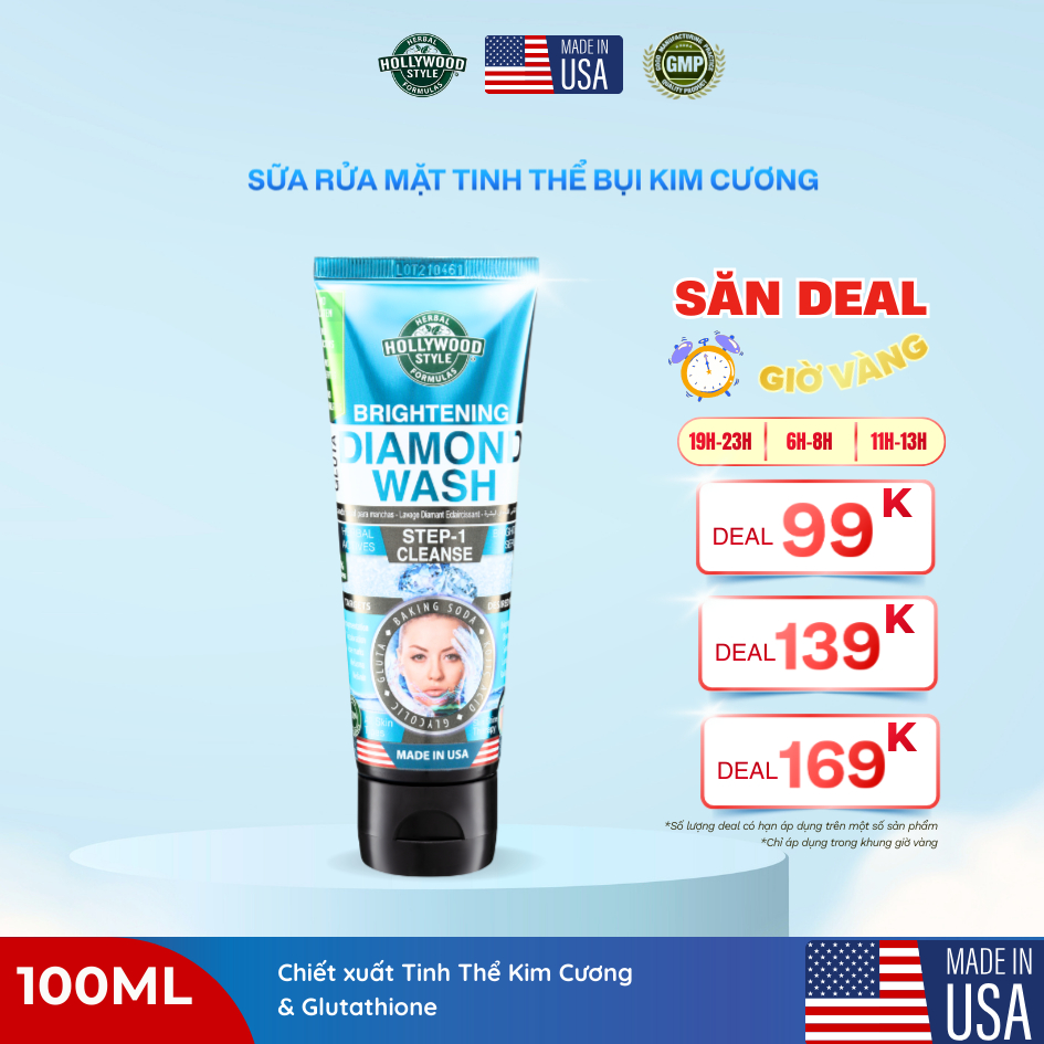 [DATE 10/2026]Gel Rửa Mặt Hollywood Style Dưỡng Trắng Da Tinh Chất Kim Cương Brightening Diamond Was