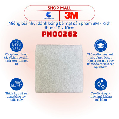 [HỎA TỐC] Nhám bùi nhùi 3M PN00262 dùng tẩy ố kính, kính xe ô tô, inox, sứ - Kích thước 10x10cm