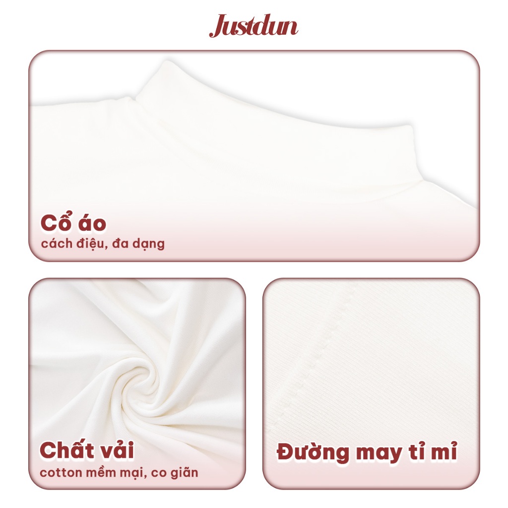 Áo Thun Ôm Body Nữ Giữ Nhiệt Tay Dài JUSTDUN G2 – Cổ Cao 3cm, Chất Nhung Mịn Dày Dặn, Co Giãn | BigBuy360 - bigbuy360.vn