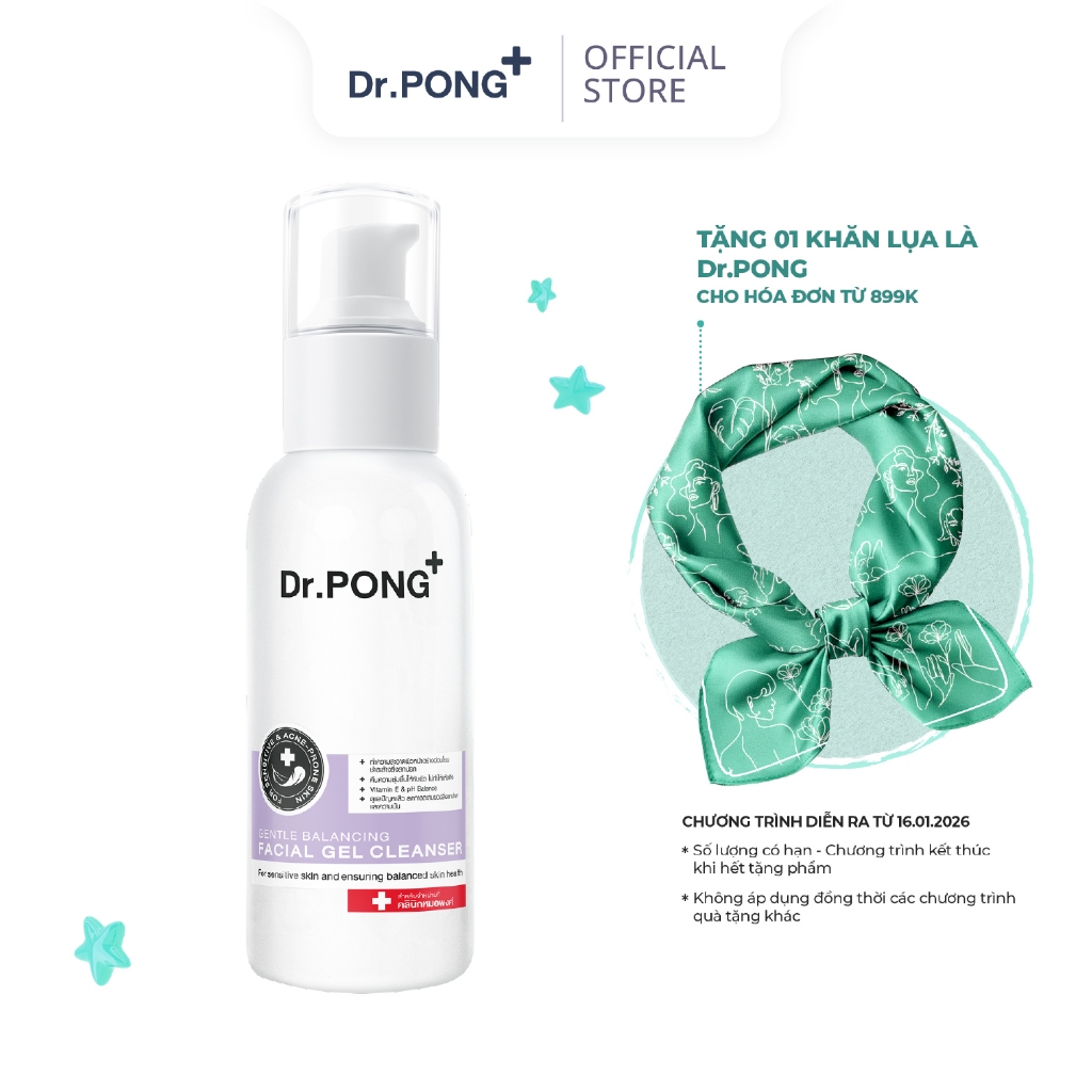Sữa rửa mặt cân bằng da Dr.PONG Gentle Balancing Facial Gel 100ml