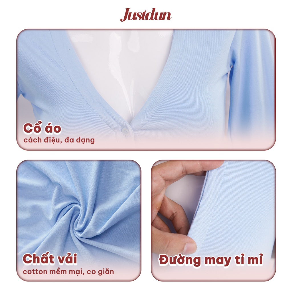 Áo Khoác Cardigan Basic Trơn Nữ JUSTDUN K8 - Dáng Rộng Ôm Vừa, Nhiều Màu, Cotton Mịn, Mềm Mại | BigBuy360 - bigbuy360.vn