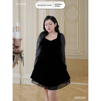 Đầm nhung cúp ngực tùng váy bí BIGSIZE (55kg đến 95kg) – 25DD282 - [BU Bigsize Young]
