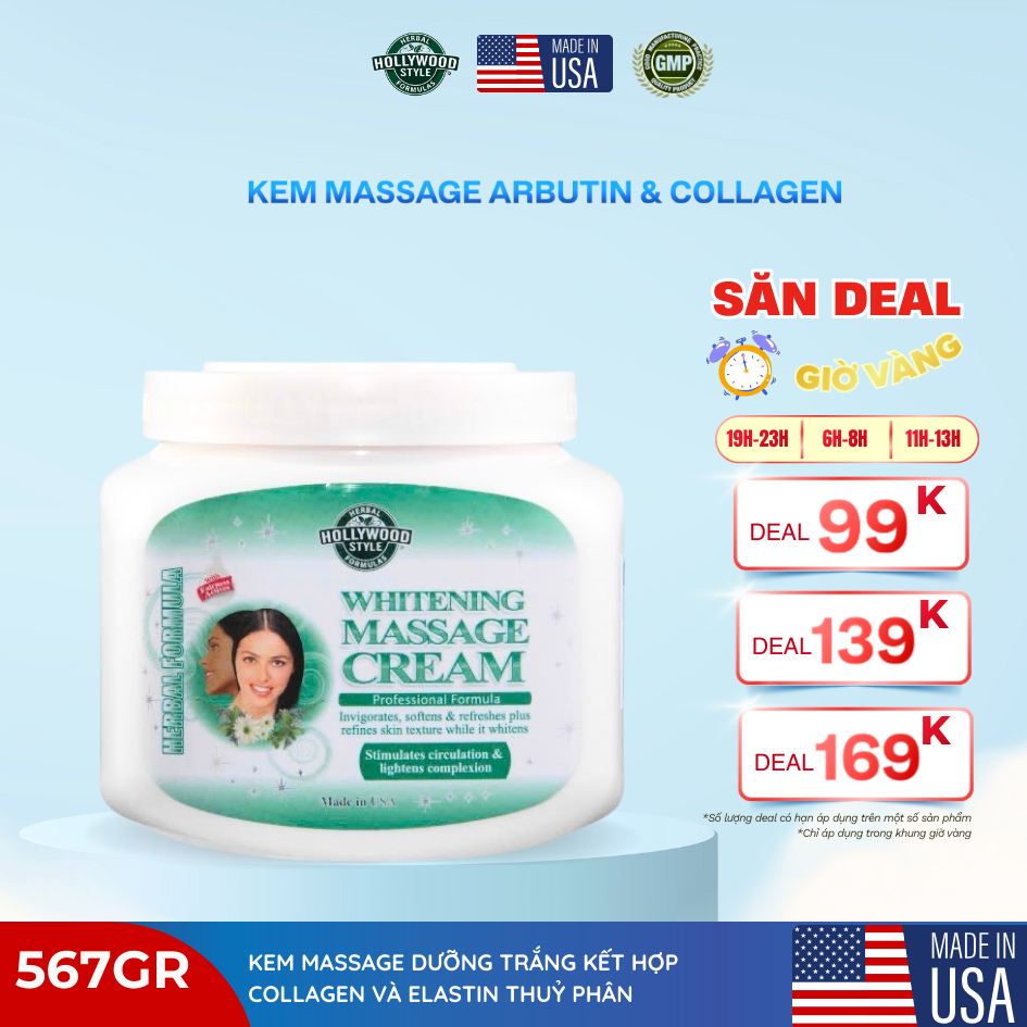 [DATE 12/2026] Kem Massage Trắng Da Collagen Và Elastin Thuỷ Phân Hollywood Style_WHITENING MASSAGE 