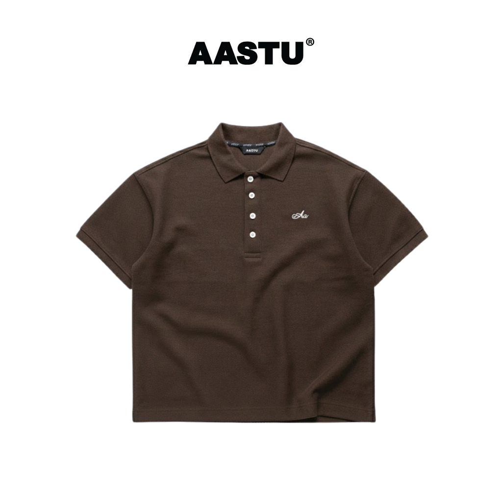 AA STU Áo Polo Tay Ngắn AA Garment Polo Form Boxy Vải Cotton 100% Local Brand Unsex - BROWN