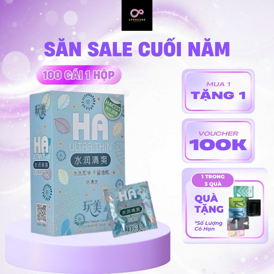 Bao cao su Ha Ultra Thin siêu mỏng, nhiều gel bôi trơn, nội địa Trung - 100 bao (Có bán lẻ)