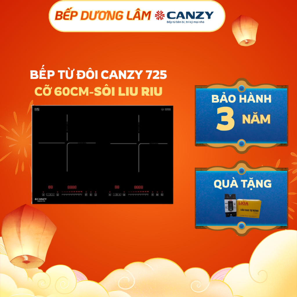 Bếp từ CANZY CZ 725 | Bếp từ kích thước 600 | Biến tần inverter sôi liu riu | Bảo hành chính hãng 3 