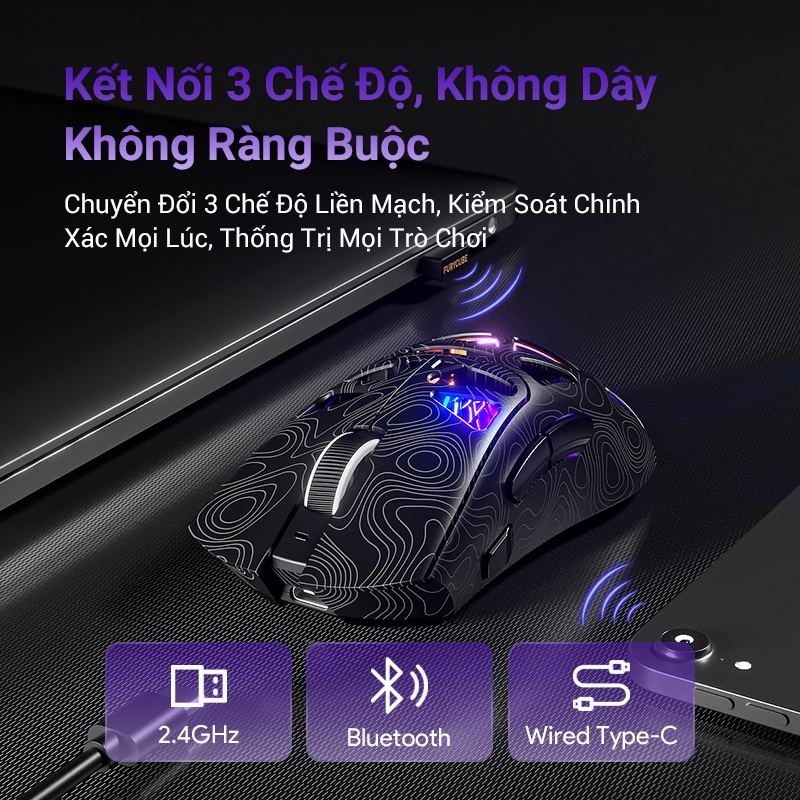 Chuột Gaming Không Dây FURYCUBE G11, RGB LED Cá Tính, 2.4G + Bluetooth+USB, Nhẹ Đẹp, Dùng Văn Phòng | BigBuy360 - bigbuy360.vn