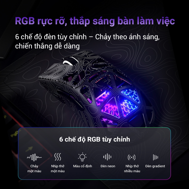 Chuột Gaming Không Dây FURYCUBE G11, RGB LED Cá Tính, 2.4G + Bluetooth+USB, Nhẹ Đẹp, Dùng Văn Phòng | BigBuy360 - bigbuy360.vn