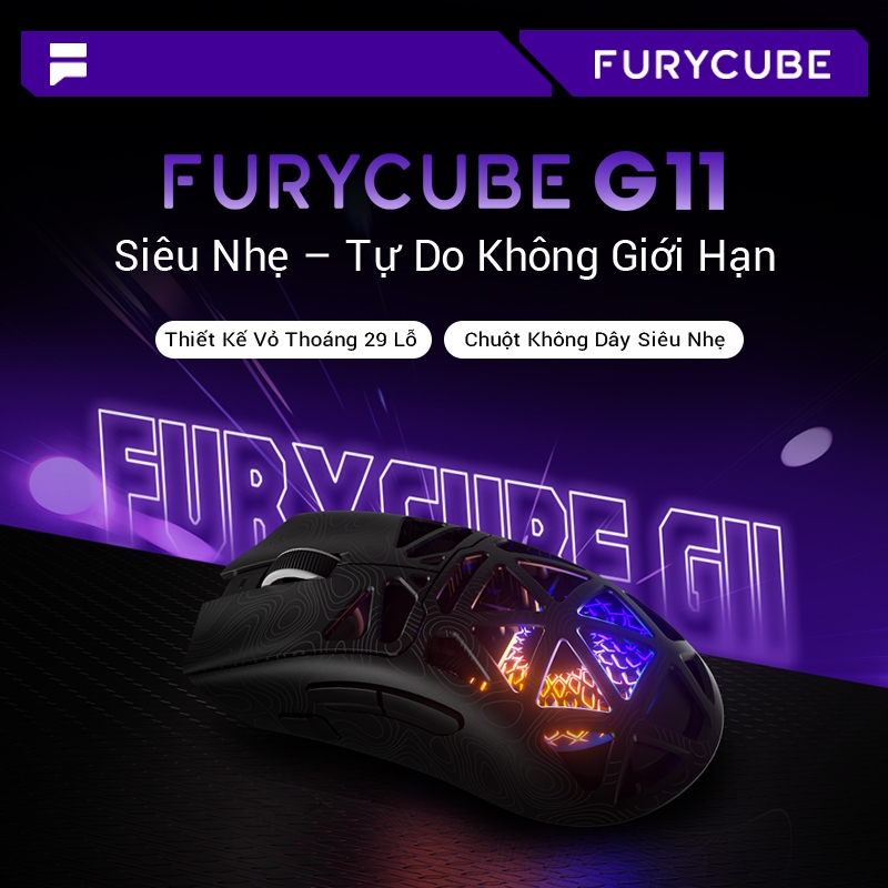 Chuột Gaming Không Dây FURYCUBE G11, RGB LED Cá Tính, 2.4G + Bluetooth+USB, Nhẹ Đẹp, Dùng Văn Phòng | BigBuy360 - bigbuy360.vn