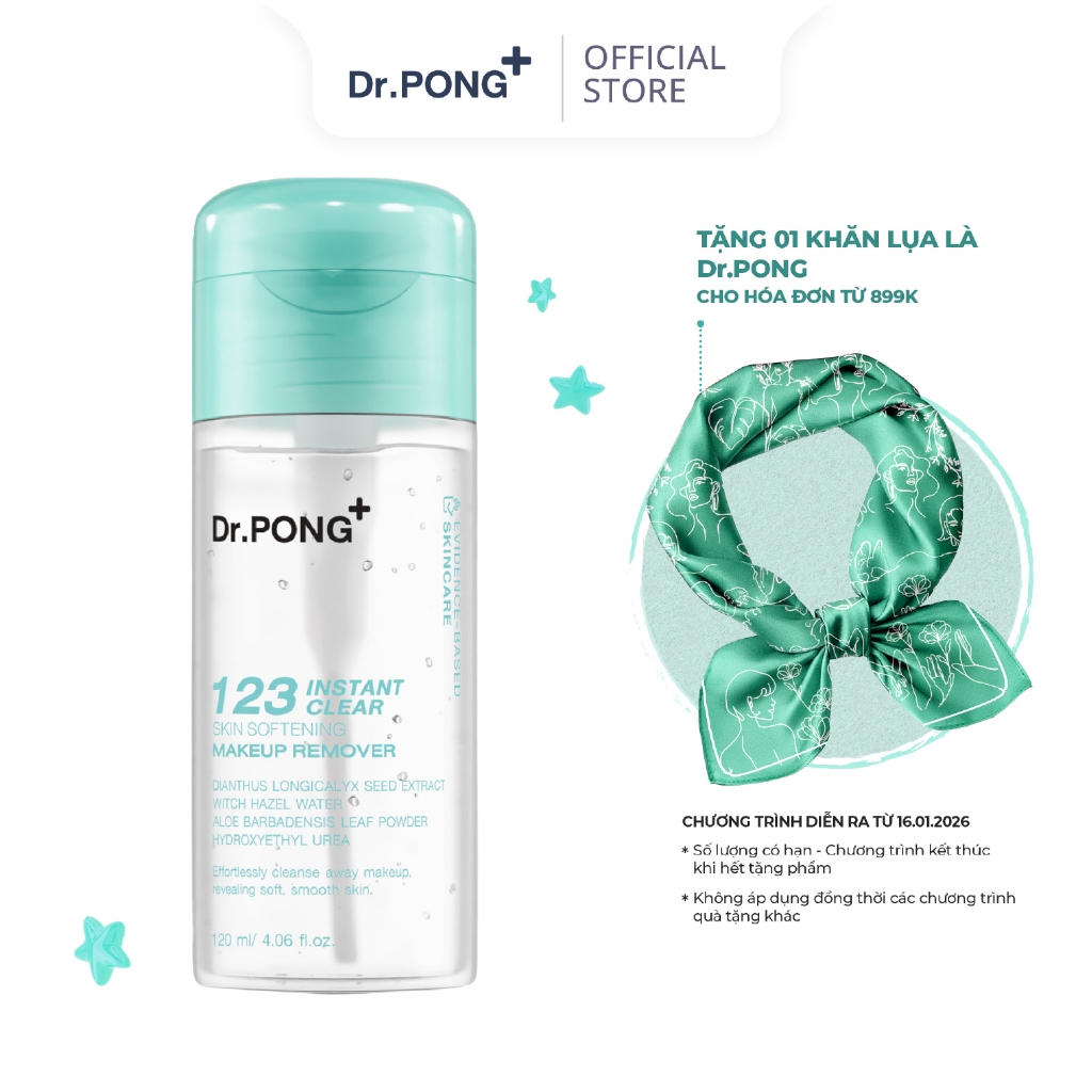 Nước tẩy trang Dr.PONG 123 Instant Clear Skin Softening Makeup Remover 120ml