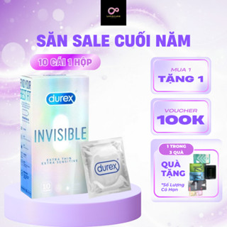 Bao cao su Durex Invisible siêu mỏng size 52mm, hộp 10 bao