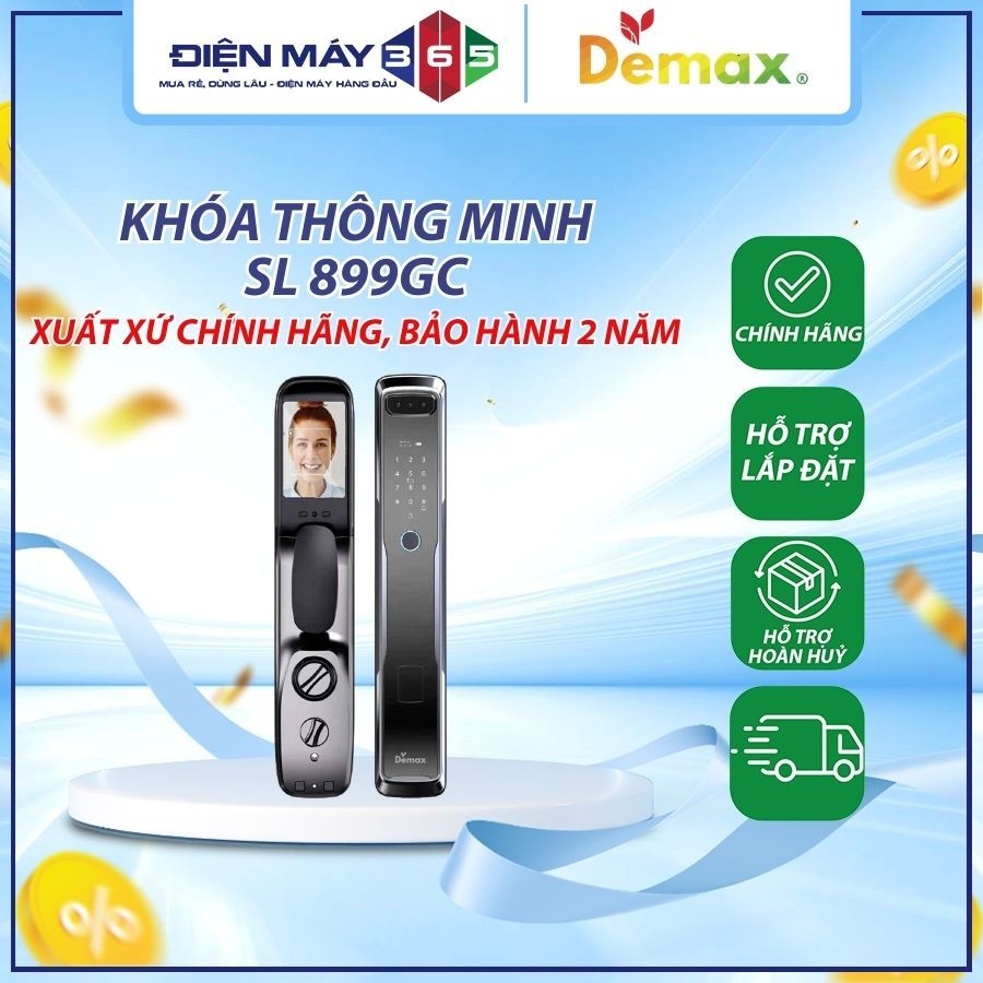 Khóa thông minh tự động màn hình chuông màu grey SL899GC DEMAX - DNH