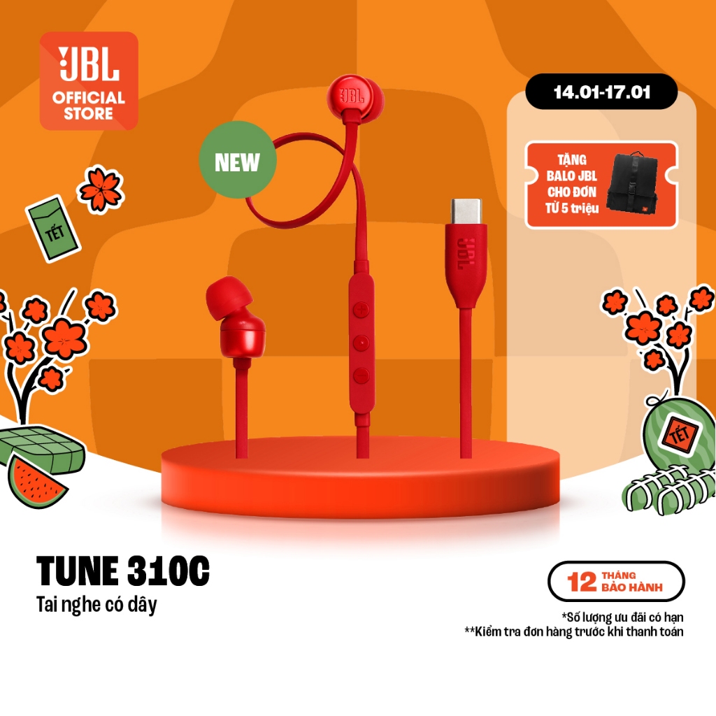 Tai Nghe Nhét Tai Có Dây JBL Tune 310C Cổng USB-C Cân Chình EQ Nút Bấm Tiện Lợi