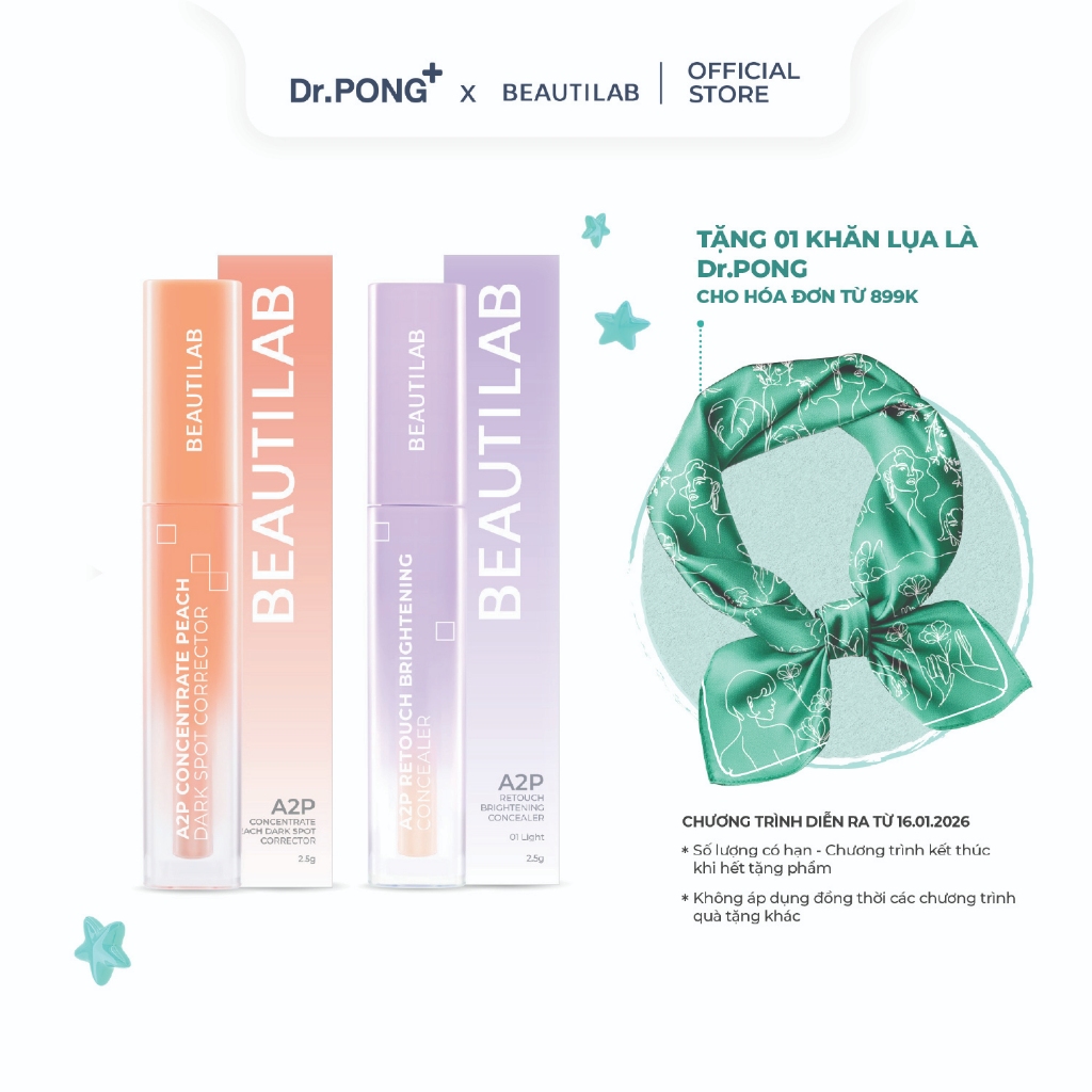 Kem che khuyết điểm & triệt sắc BEAUTILAB A2P Concentrate Peach Dark Spot & Retouch Brightening Concealer 2.5g | BigBuy360 - bigbuy360.vn