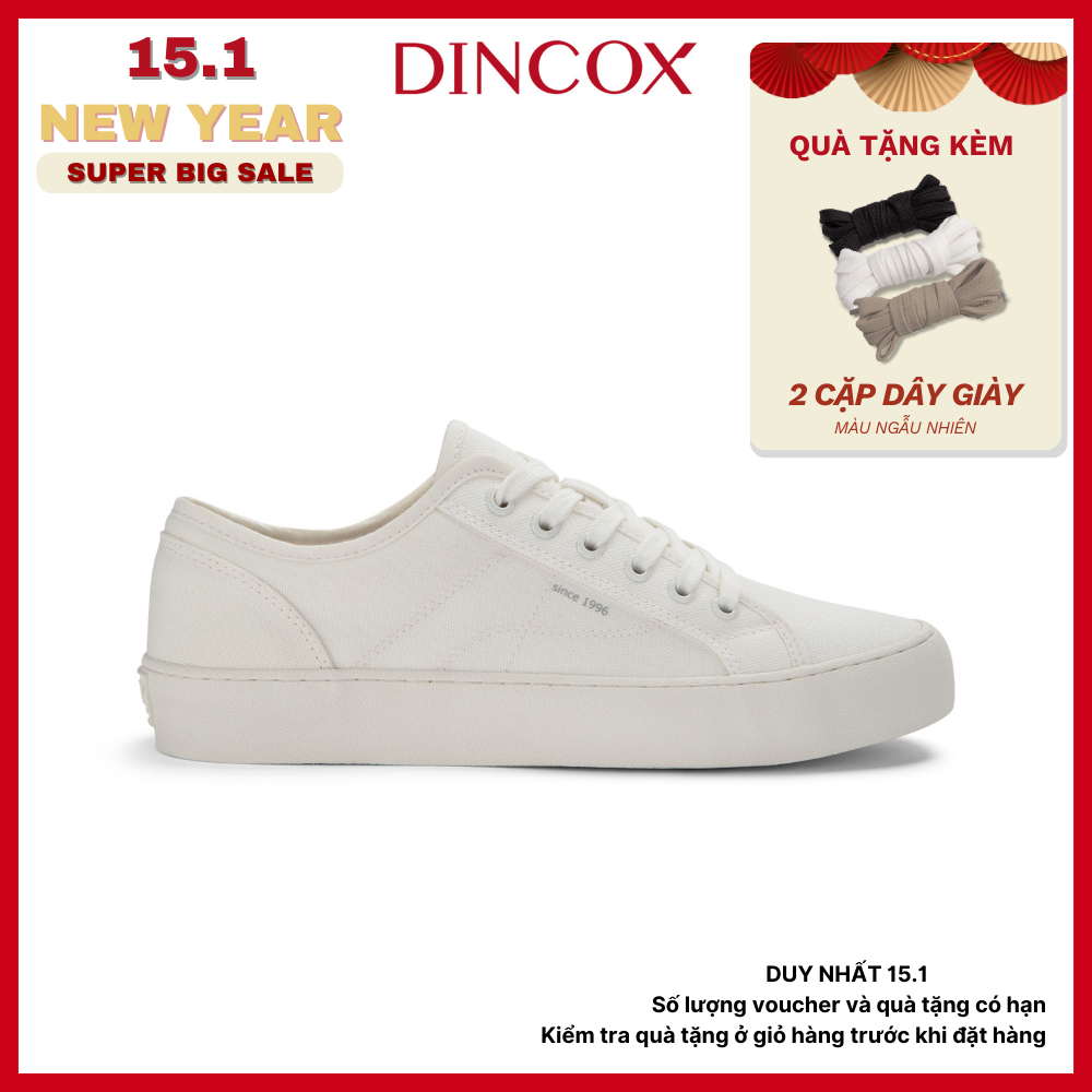 Giày Sneaker Vải Canvas Nam Nữ E18 White Dincox Shoes - Giày Trắng Đi Học