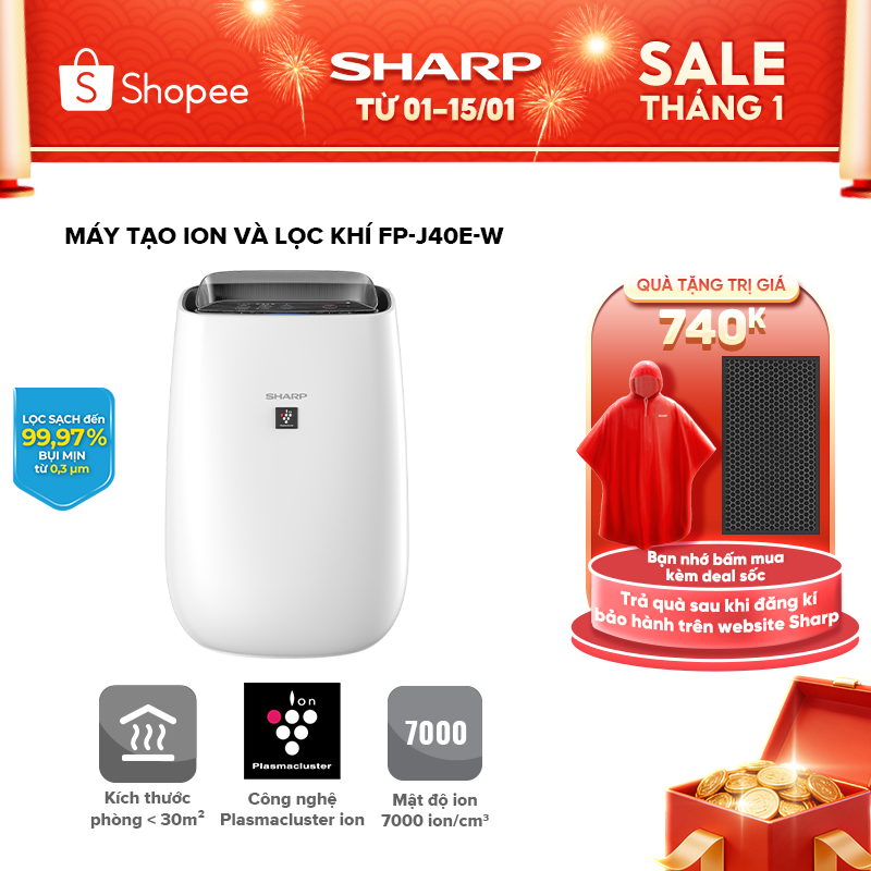 Máy Lọc Không Khí Sharp FP-J40E-W - Hàng Chính Hãng