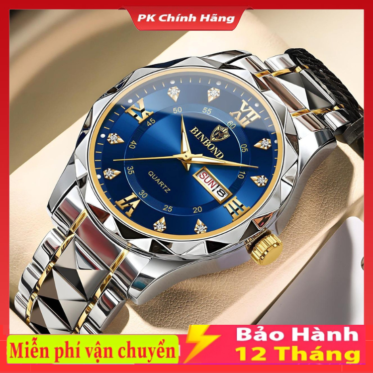Đồng Hồ Nam BINBOND I22 Kiểu Quartz Mặt Kính Sapphire Thép Chống Gỉ Chống Nước, Kiểu Dáng Thời Trang