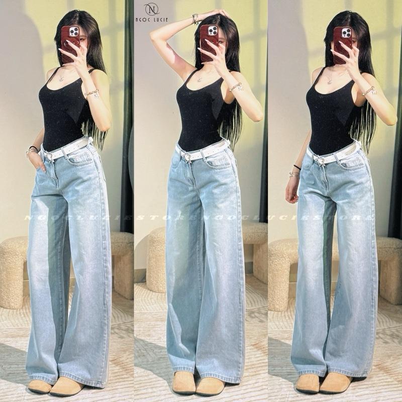 (CHIỀU DÀI 105CM) Q51 - Quần Jean Suông Ống Rộng CẠP NGANG RỐN Không Co Dãn Phong Cách Năng Động, Trẻ Trung - Ngọc Lucie | BigBuy360 - bigbuy360.vn