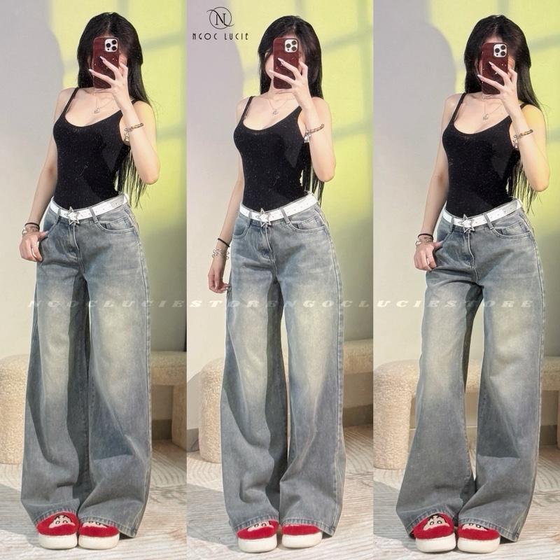 (CHIỀU DÀI 105CM) Q51 - Quần Jean Suông Ống Rộng CẠP NGANG RỐN Không Co Dãn Phong Cách Năng Động, Trẻ Trung - Ngọc Lucie | BigBuy360 - bigbuy360.vn