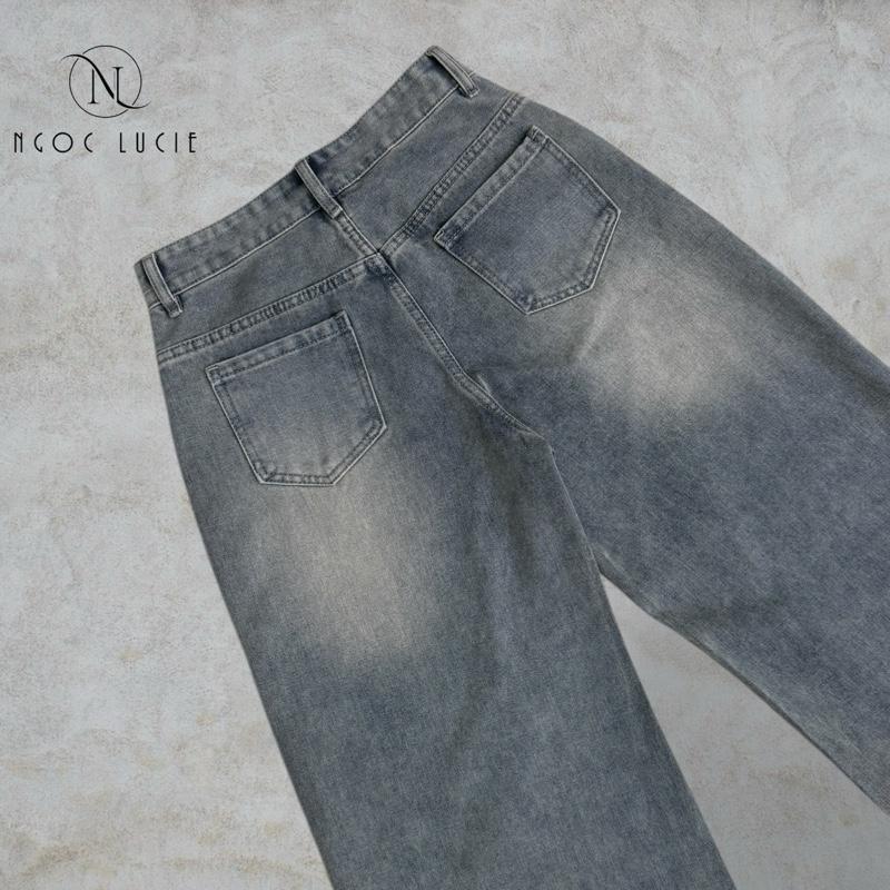 (CHIỀU DÀI 105CM) Q51 - Quần Jean Suông Ống Rộng CẠP NGANG RỐN Không Co Dãn Phong Cách Năng Động, Trẻ Trung - Ngọc Lucie | BigBuy360 - bigbuy360.vn