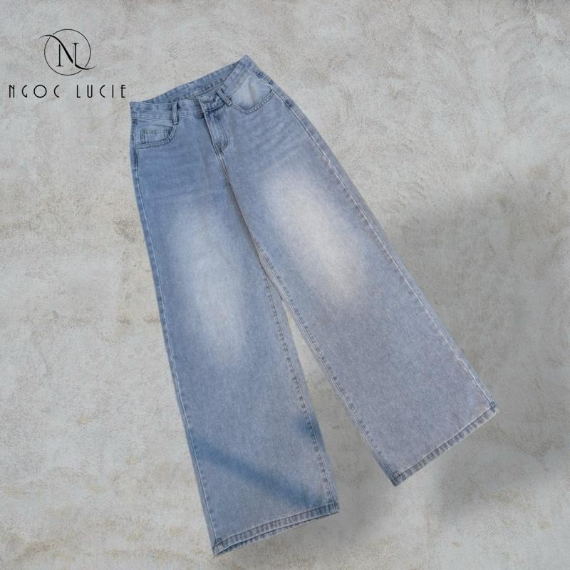 (CHIỀU DÀI 105CM) Q51 - Quần Jean Suông Ống Rộng CẠP NGANG RỐN Không Co Dãn Phong Cách Năng Động, Trẻ Trung - Ngọc Lucie | BigBuy360 - bigbuy360.vn