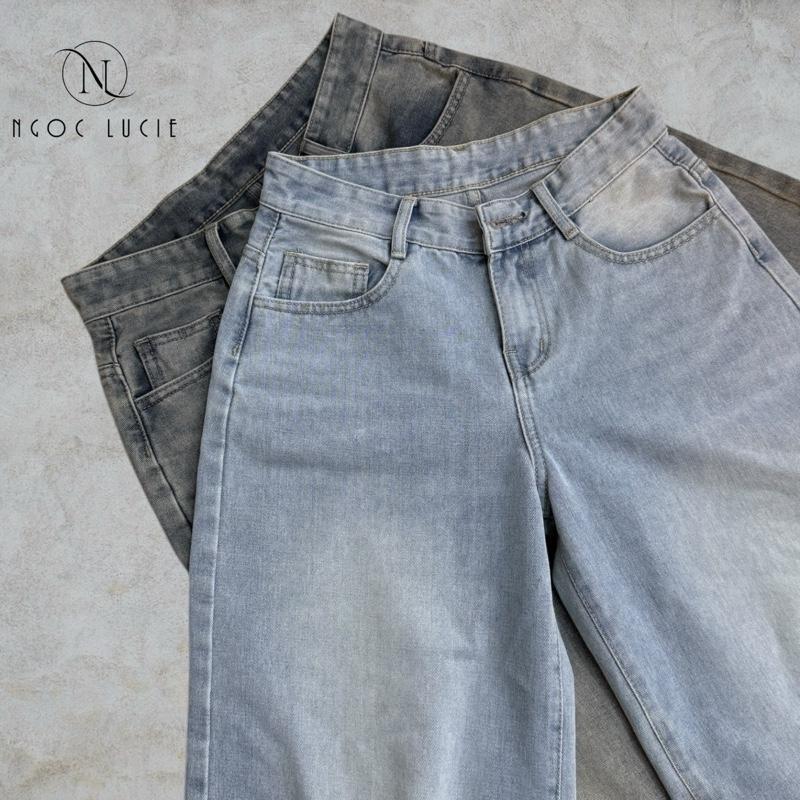 (CHIỀU DÀI 105CM) Q51 - Quần Jean Suông Ống Rộng CẠP NGANG RỐN Không Co Dãn Phong Cách Năng Động, Trẻ Trung - Ngọc Lucie | BigBuy360 - bigbuy360.vn
