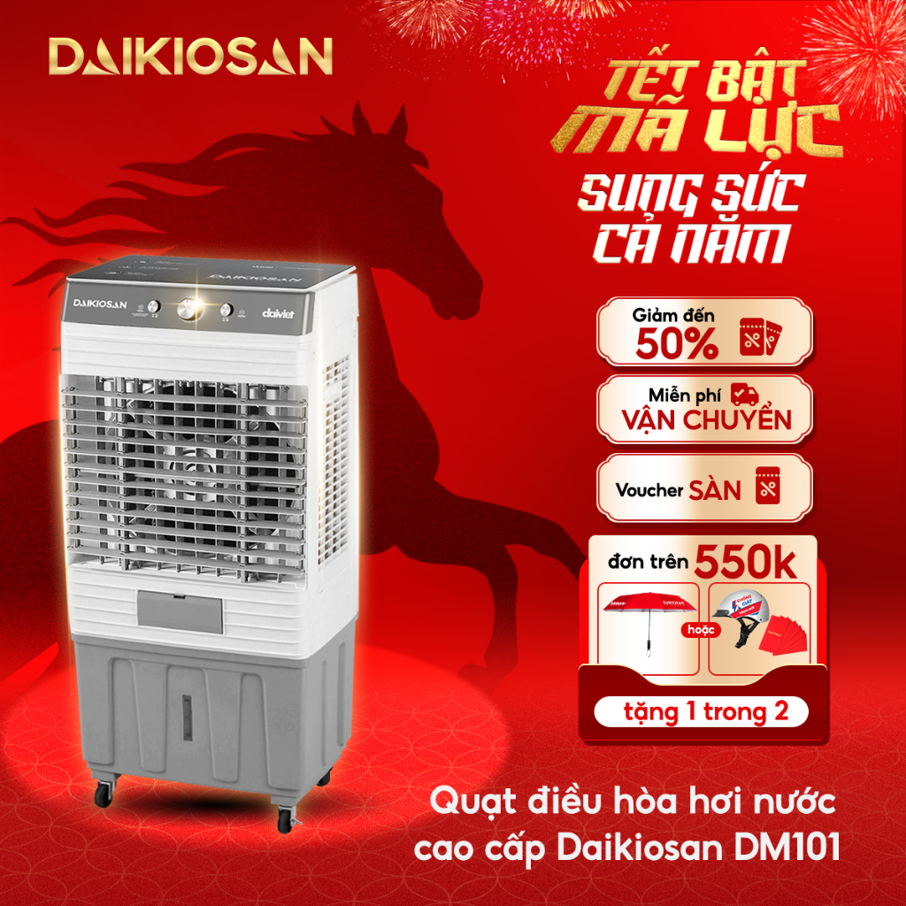 Quạt Điều Hòa Daikiosan DM101 Làm Mát Nhanh Chóng, Công Nghệ Ag+ Diệt Khuẩn, Khử Mùi