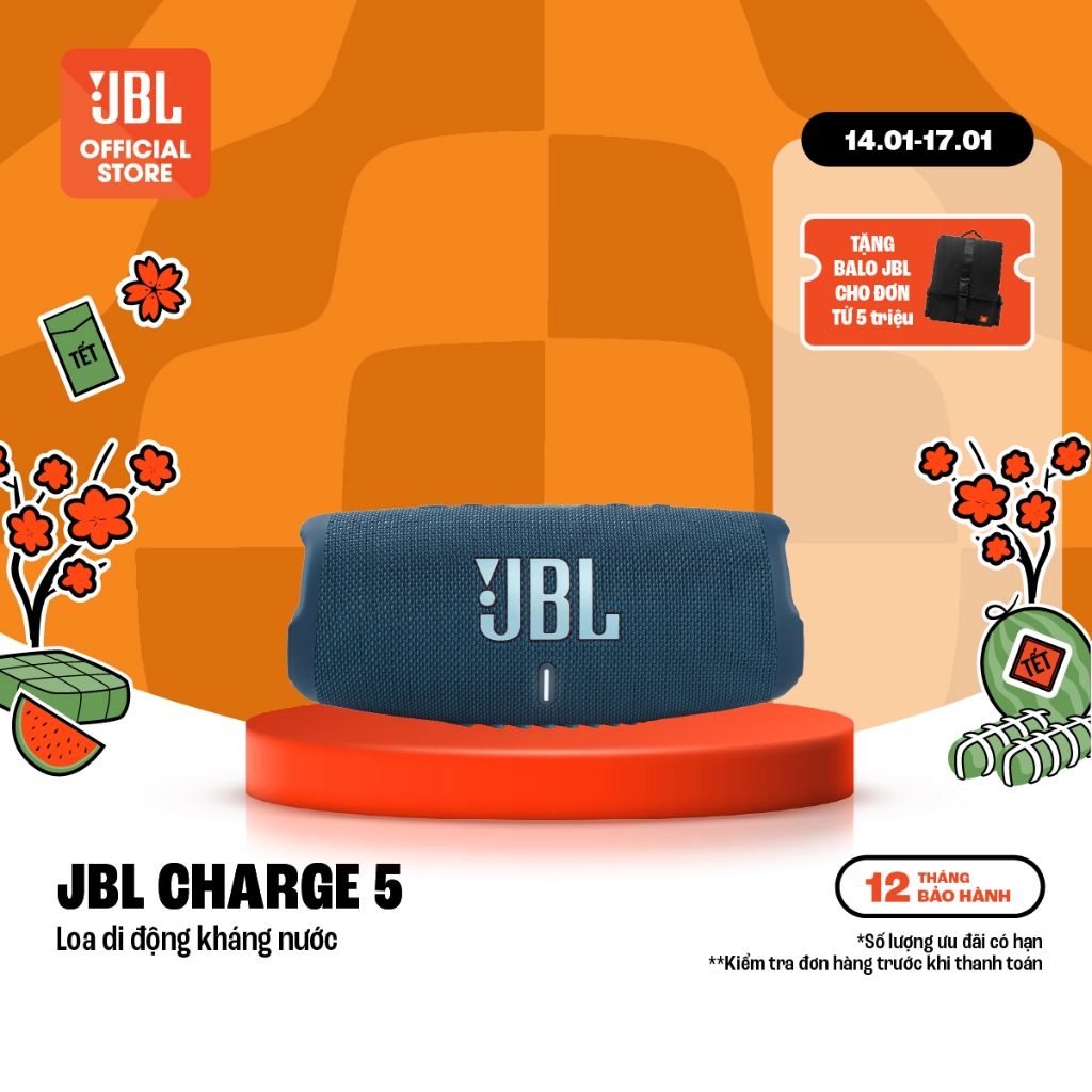 Loa Bluetooth JBL Charge 5 Công Suất 40W Tích Hợp Tính Năng Sạc Dự Phòng Chơi Nhạc tới 20 Giờ