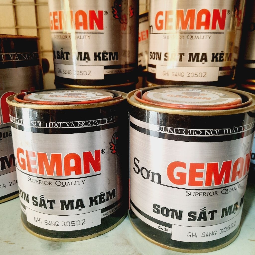Sơn sắt mạ kẽm Geman lọ 750 gam màu ghi sáng, xingfa cà phê, xingfa cát cháy