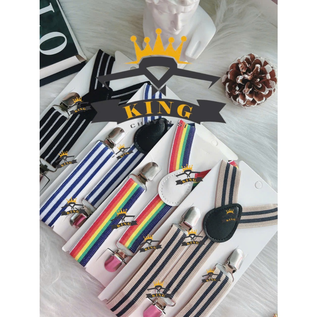 Dây đai Đen chữ Y cho bé trai và bé gái KING caravat dây đeo yếm quần bản 2.5cm co giãn có thể tăng giảm chiều dài M001