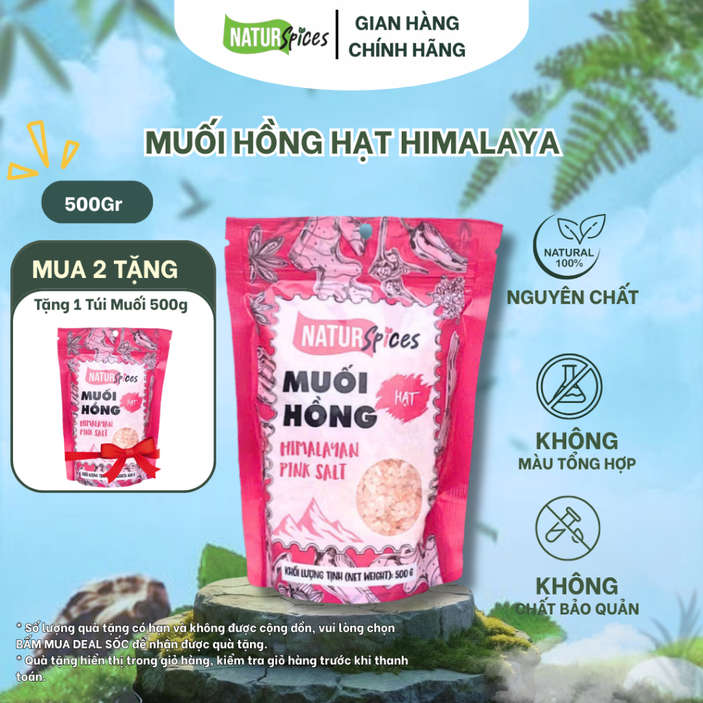 500g Túi Muối Hồng Himalaya Hạt Natur Spices | Bột Thảo Mộc Tự Nhiên - Gia Vị Natur Spices