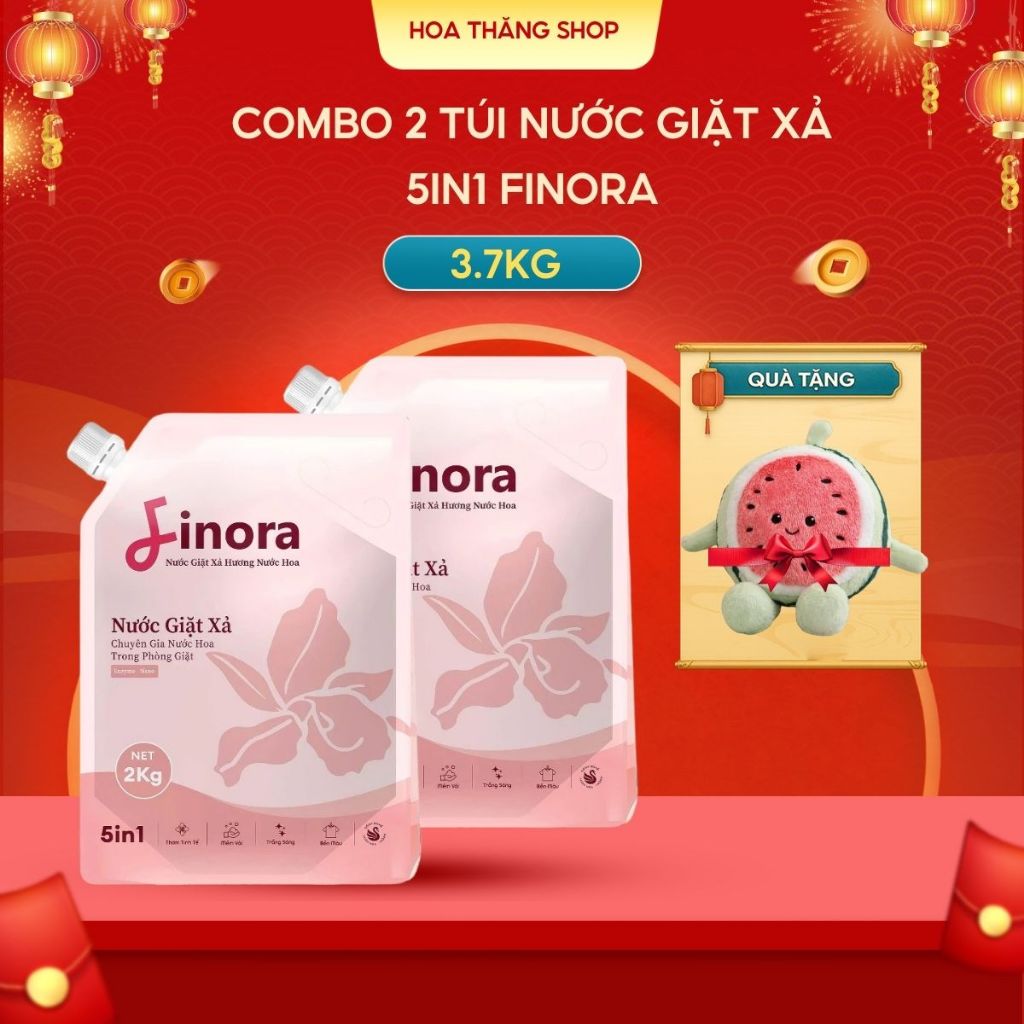 Combo 2 Túi Nước Giặt Xả Finora Sạch Sâu Thơm Lâu An Toàn Cho Làn Da