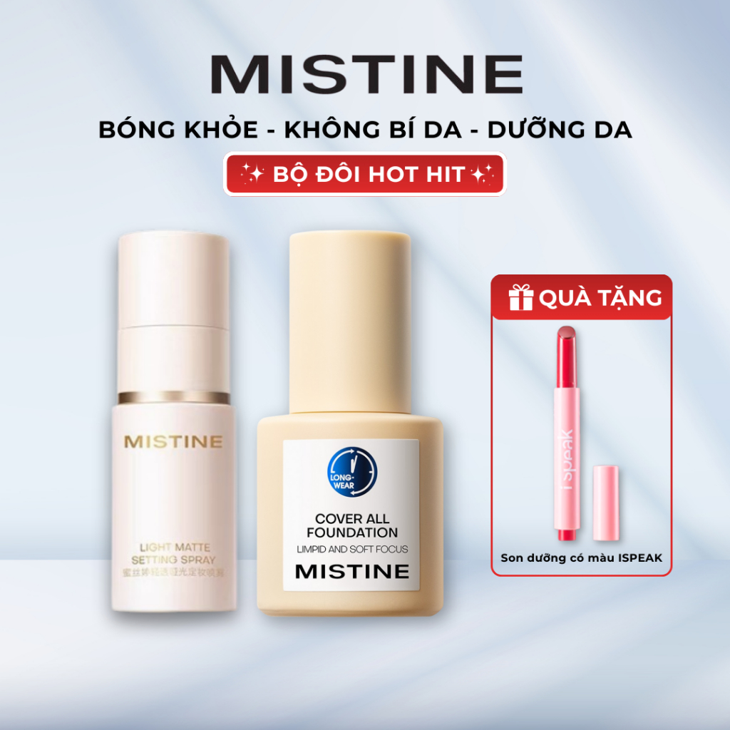 xịt khoá makeup MISTINE xịt khoá nền Hiệu quả lì mịn 30ml +  kem nền kem lót 30g 36H Kiềm dầu không 