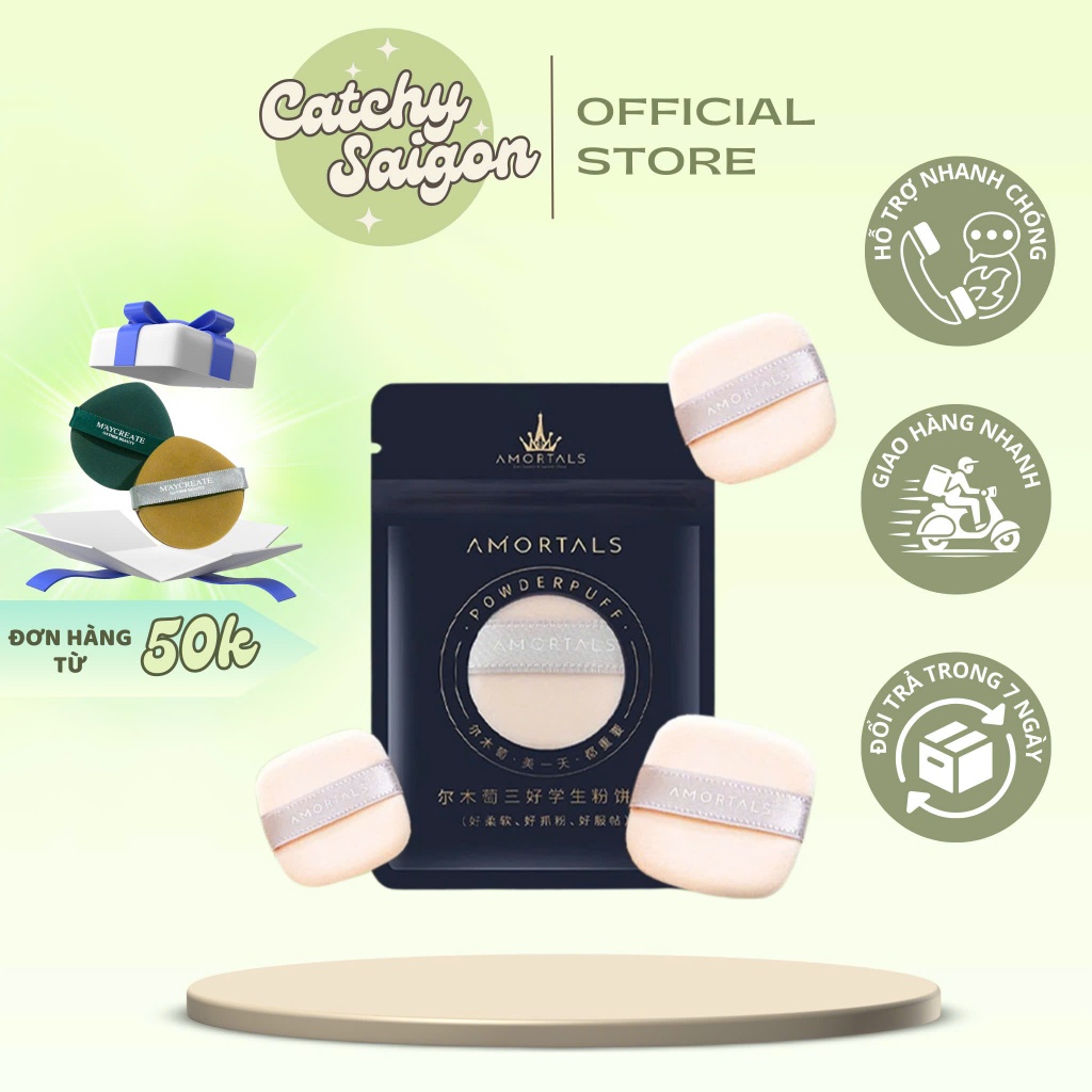 [AMORTALS] Bông Phủ Phấn Nén AMORTALS Ngôi Sao Bông Mềm Êm Mịn, Triple-A Pressed Powder Puff