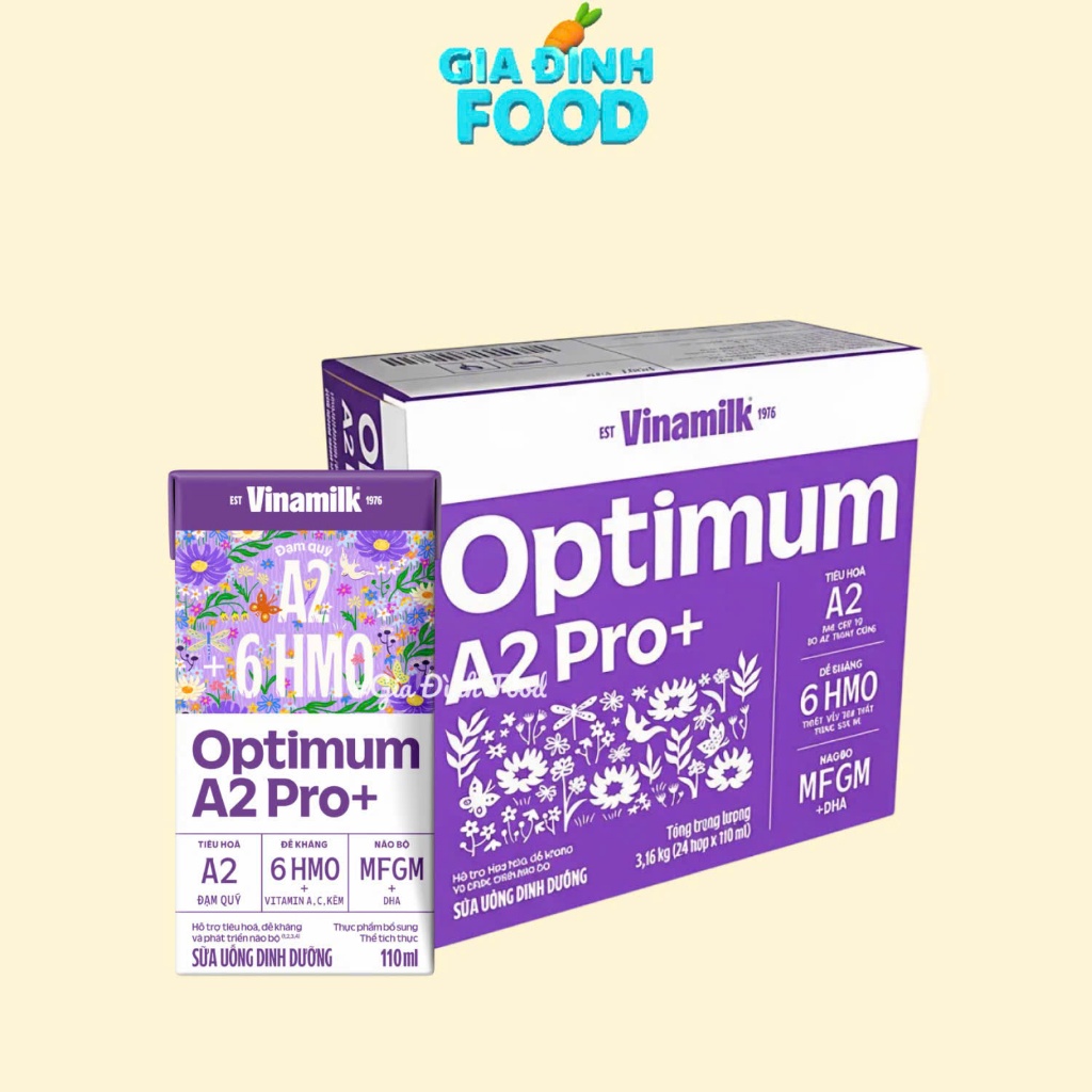 [Thùng x24 Hộp] Sữa Pha Sẵn Vinamilk Optimum A2 Pro+ 110ml