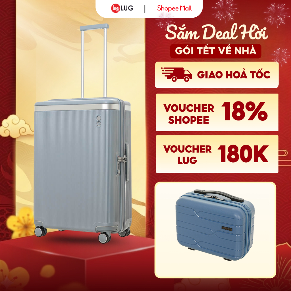 [VALI CAO CẤP] Vali Du Lịch LUG Echolac PC142Y S20/S24/S28 Nhựa PC Chịu Lực Va Đập Tốt, Khóa TSA An 