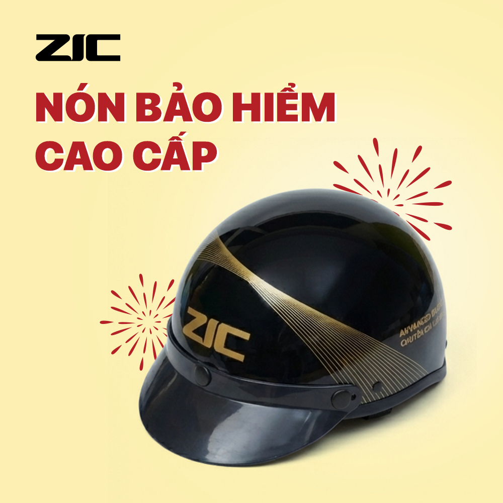 Nón bảo hiểm 1/2 SK ZIC đen vàng